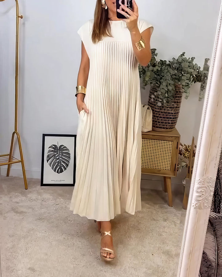 Estelle™ – Plisseret Kjole Uden Ærmer, Elegant og Tidøs